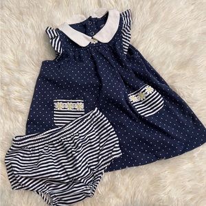 Little Me Girls Dress With Bloomers size 6 mos. EUC R018